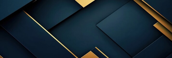 Fototapete - Modern abstract background with geometric shapes illustrating political structure in deep blue and gold aesthetics Generative AI