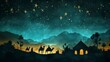 © thenort - Three wise men journey to Bethlehem under a starry night sky, guided by a bright star, arriving at a stable.