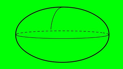 video animation black 3D three dimensional ellipsoid contour lines being drawn, on a green chroma key background