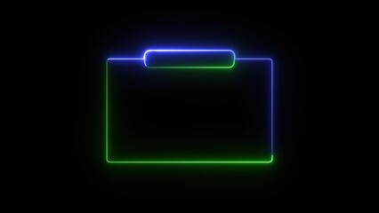 Poster - A glowing neon outline of a folder against a black background, showcasing a modern and digital aesthetic.