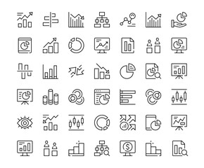 Poster - Infographics icons. Outline symbols collection. Premium vector line icons set