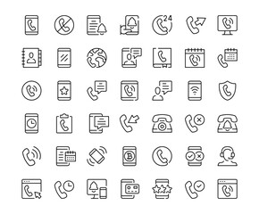 Fototapete - Phone icons. Outline symbols collection. Premium vector line icons set
