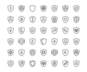 Poster - Shield icons. Outline symbols collection. Premium vector line icons set