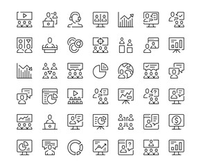 Fototapete - Presentation icons. Outline symbols collection. Premium vector line icons set