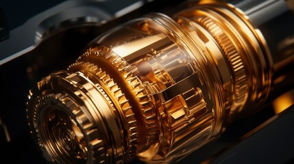 Poster - Close-up of intricate gold gears and mechanisms.