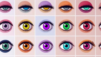 Poster - variety of eye icons showcasing different designs and colors generative ai