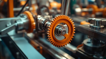 Poster - Close-up of industrial machinery gears in motion.