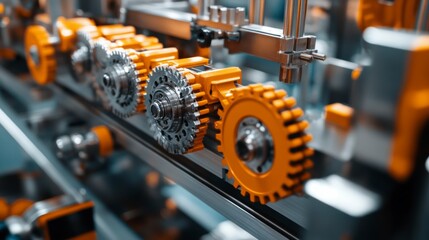 Poster - Close-up of industrial gears and machinery in motion.