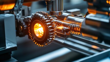 Aufkleber - Close-up of a gear being machined by a CNC machine.