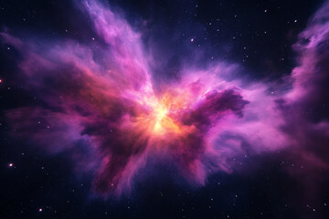 Wall Mural - colorful nebula cloud expanding in the universe with bright stars