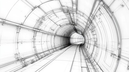 Leinwandbilder - Abstract architectural rendering of a futuristic tunnel.