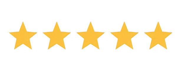 5 stars yellow score ranking review sing isolated on white background  
