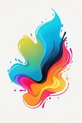 Poster - Vibrant liquid splash in rainbow colors with dynamic flowing shapes and smooth gradients on white background, isolated abstract design element for creative projects.