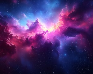 A vibrant artistic depiction of a brilliant and colorful nebula in space