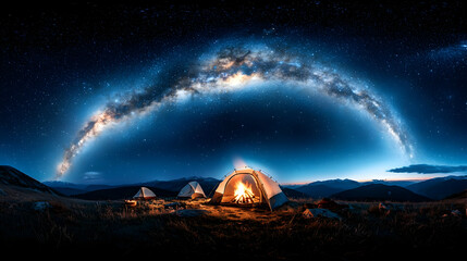 camping under the milky way galaxy at night