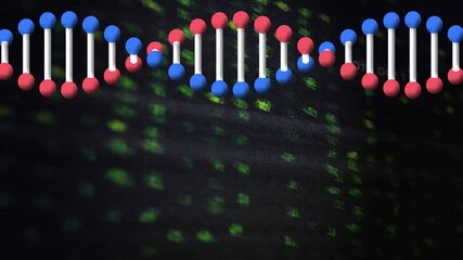 Poster - Processing scientific data, DNA strand and binary coding animation in school setting