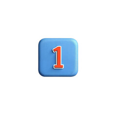 Poster - A playful, bright blue block displaying the number one, a cheerful start to a new beginning, presented in a clean, simple style.