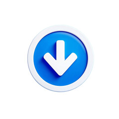 Poster - A vibrant blue circle guiding you downwards, a simple yet effective 3D arrow indicating direction with a clean white border.