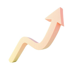 Aufkleber - An upward trending arrow symbolizing growth and progress, rendered in soft peach and cream tones against a clean white background.