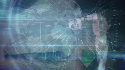 Poster - Animation of digital interface with network connections and data processing
