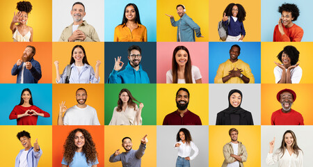 Poster - A vibrant collection of diverse individuals expressing various emotions.