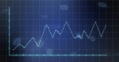 Poster - Animation of fluctuating line graph with glowing data points on blue grid background