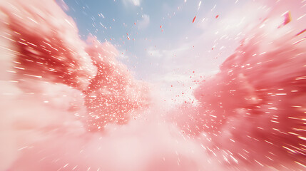 Poster - Dynamic pink cloud burst ethereal sky digital art fantasy environment perspective imagination