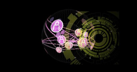 Poster - digital animation showing network of interconnected nodes on dark background