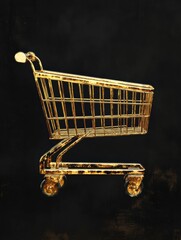 Aufkleber - Elegant transformation of a grocery cart into a luxury centerpiece with black and gold textures in a modern aesthetic Generative AI
