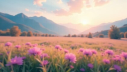 Wall Mural - Abstract blurred landscape, calming pastel hues, website, ethereal, texture
