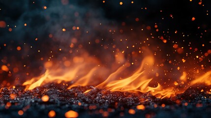 Poster - perfect fire particles embers on background . smoke fog misty texture, 32 k resolution