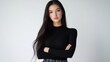 © Daphne - Confident young asian female with long hair in black top
