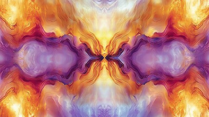 Poster - Colorful abstract design with swirls and gradients in shades of orange, purple, and yellow at sunrise or sunset