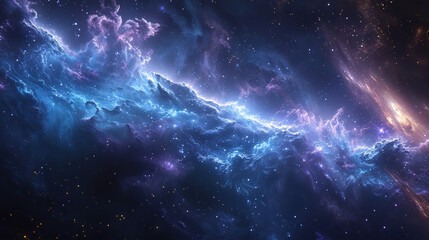 A blue and purple sky with a long blue cloud