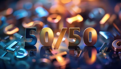 Poster - Blurred Background with 50/50 Number and Colorful Letters