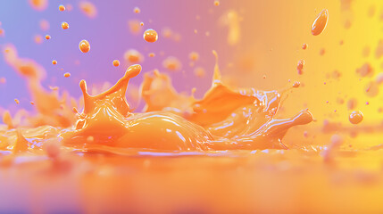 Poster - Dynamic splash action of orange paint close-up in studio environment vibrant color abstract concept