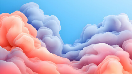 Poster - Pastel Pink and Blue Dreamy Smoke Clouds Studio Backdrop