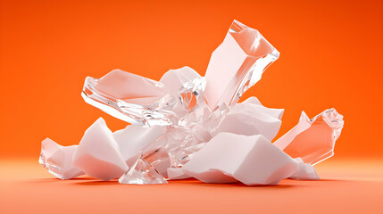 Poster - Shattered Crystal Explosion on Orange Background