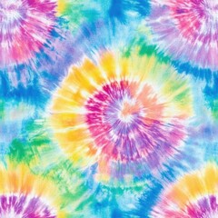 Aufkleber - Bright and vibrant tie-dye fabric pattern with swirling colors and soft textures in playful retro hippie style Generative AI