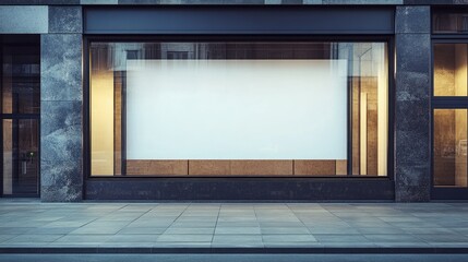 Poster - A blank storefront sign with a simple, clean shop window, perfect for showcasing various types of shop designs, retail concepts, or business signage