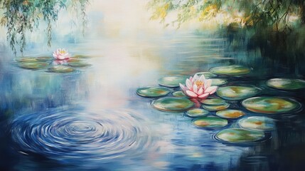 Poster - The serene movement of ripples across the water's surface, evoking peace and calm with a natural, flowing aesthetic