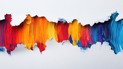 Poster - Torn paper with colorful abstract paint peeking through, creating an exciting visual contrast for use in modern art, design, or advertising promotions