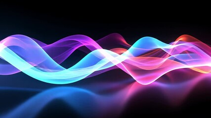 Fototapete - Abstract Sound Wave: Vibrant waves of light dance across the darkness, showcasing the power of sound with a mesmerizing blend of colors, perfect for a modern artistic touch.