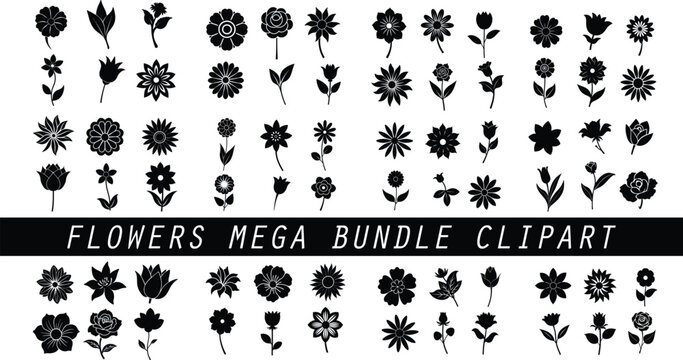 Flowers Mega Bundle Clipart, Flowers, Spring Flowers, Wild Flowers Bundle