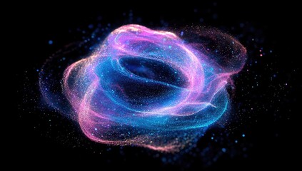 Poster - Abstract swirling nebula of vibrant colors and particles.  Intricate patterns of swirling dust and light