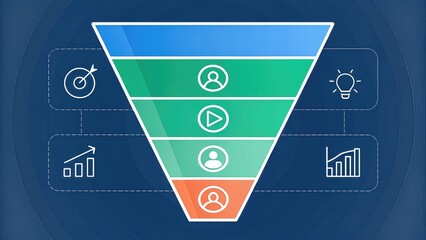 Aufkleber - Marketing funnel infographic with stages and data visuals.