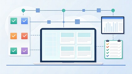 Leinwandbilder - Digital interface showcasing task management and data visualization tools.