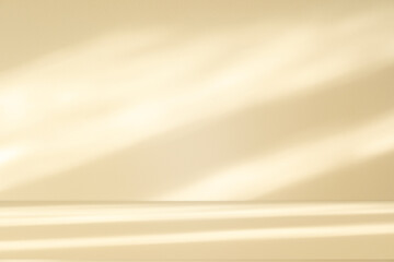 Poster - Studio style background wall decoration presentation uses white and beige tones. with shadows cast from a nearby window, concept creating a decorative backdrop.	