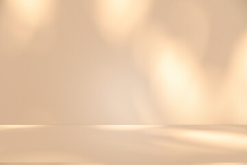 Poster - Studio style background wall decoration presentation uses white and beige tones. with shadows cast from a nearby window, concept creating a decorative backdrop.	