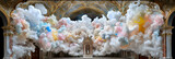 Pastel Clouds Filling Ornate Interior Space